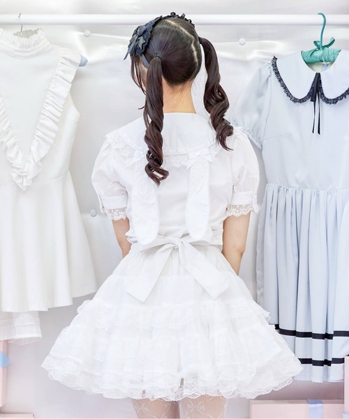 BODYLINE（ボディライン）の「ミニ丈ボリューミーレースパニエ（スカート・レディース・ホワイト/オフホワイト/ブラック・M）」の22枚目の写真