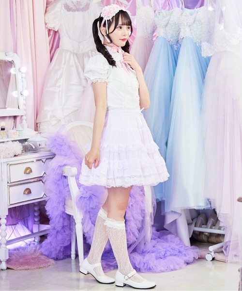 BODYLINE（ボディライン）の「ミニ丈ボリューミーレースパニエ（スカート・レディース・ホワイト/オフホワイト/ブラック・M）」の14枚目の写真