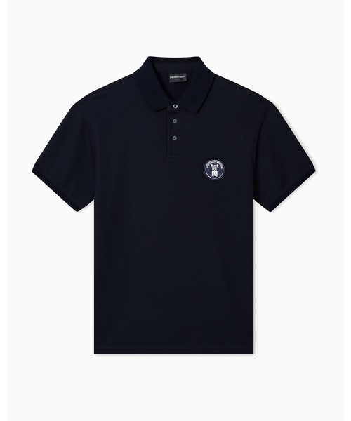 EMPORIO ARMANI(エンポリオアルマーニ)の「【エンポリオ アルマーニ】ポロシャツ ピケ フレンチブルドッグパッチ(ポロシャツ・メンズ・オフホワイト/ネイビー・LARGE/MEDIUM/SMALL/X-LARGE/XX-LARGE)」の4枚目の写真