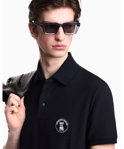 EMPORIO ARMANI(エンポリオアルマーニ)の「【エンポリオ アルマーニ】ポロシャツ ピケ フレンチブルドッグパッチ(ポロシャツ・メンズ・オフホワイト/ネイビー・LARGE/MEDIUM/SMALL/X-LARGE/XX-LARGE)」の9枚目の写真