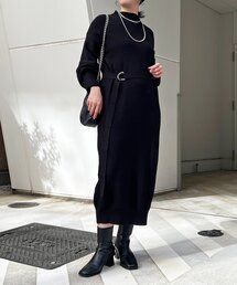ベルト付きワンピース
