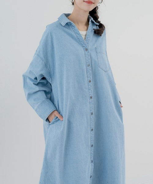 refinedworks(リファインドワークス)の「【refinedworks】爽やかな デニムロングワンピース(ワンピース・レディース・ブルー/ネイビー・FREE)」の16枚目の写真