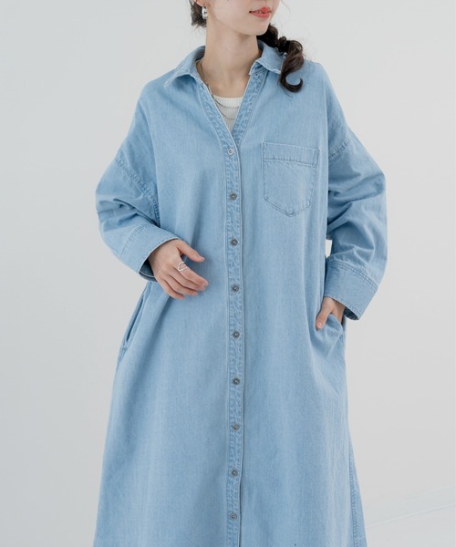 refinedworks(リファインドワークス)の「【refinedworks】爽やかな デニムロングワンピース(ワンピース・レディース・ブルー/ネイビー・FREE)」の17枚目の写真