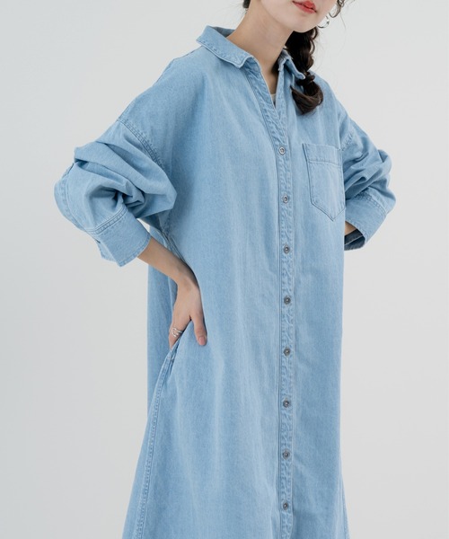 refinedworks(リファインドワークス)の「【refinedworks】爽やかな デニムロングワンピース(ワンピース・レディース・ブルー/ネイビー・FREE)」の18枚目の写真