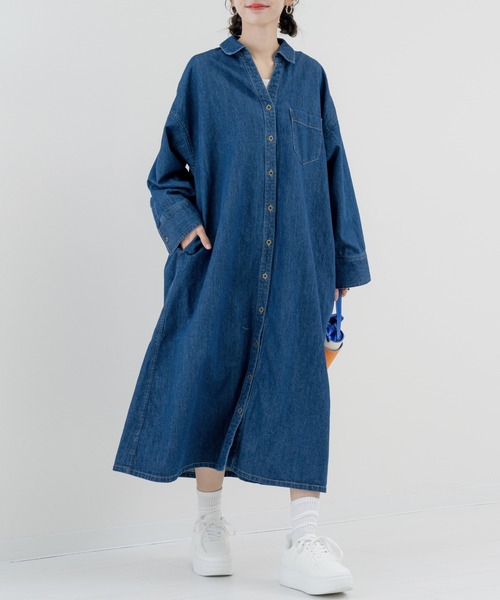 refinedworks(リファインドワークス)の「【refinedworks】爽やかな デニムロングワンピース(ワンピース・レディース・ブルー/ネイビー・FREE)」の11枚目の写真