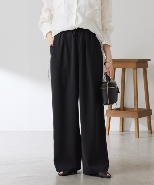 COLLAGE GALLARDAGALANTE（コラージュガリャルダガランテ）の「リラックスイージーパンツ/WEB限定（スラックス・レディース・ブラック/チャコールグレー・FREE）」の4枚目の写真