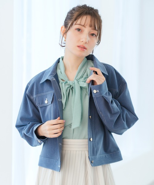 MISCH MASCH(ミッシュマッシュ)の「2026春夏新作 シャンブレーデニムジャケット(その他アウター・レディース・ネイビー/ブルー・M/S)」の4枚目の写真