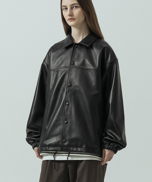 SLICK（スリック）の「【ZOZO限定】 SLICK/スリック Sheep Leather Coach Jacket/シープレザーコーチジャケット（ブルゾン・メンズ・ブラック・2/3/1）」の2枚目の写真