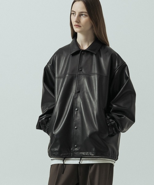 SLICK（スリック）の「【ZOZO限定】 SLICK/スリック Sheep Leather Coach Jacket/シープレザーコーチジャケット（ブルゾン・メンズ・ブラック・2/3/1）」の3枚目の写真