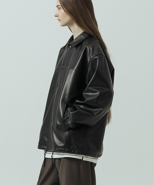 SLICK（スリック）の「【ZOZO限定】 SLICK/スリック Sheep Leather Coach Jacket/シープレザーコーチジャケット（ブルゾン・メンズ・ブラック・2/3/1）」の4枚目の写真