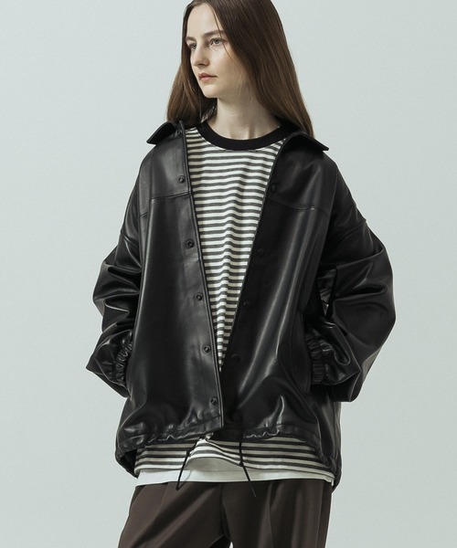 SLICK（スリック）の「【ZOZO限定】 SLICK/スリック Sheep Leather Coach Jacket/シープレザーコーチジャケット（ブルゾン・メンズ・ブラック・2/3/1）」の5枚目の写真