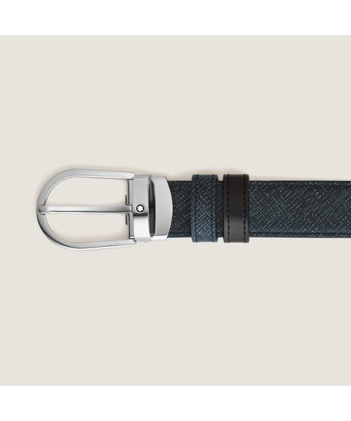 MONTBLANC（モンブラン）の「ホースシュー リバーシブルベルト サルトリアルレザー 30mm（ベルト・メンズ・ブラック×ブルー・ONE SIZE）」の4枚目の写真