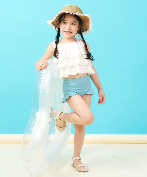 apres les cours（アプレレクール）の「【UVカット】ティアードレースセパレート水着_ジュニア対応（水着・キッズ・ブラウン/アイボリー・80/90/100/110/120/130/140）」の3枚目の写真