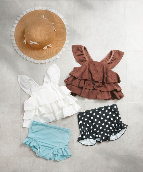 apres les cours（アプレレクール）の「【UVカット】ティアードレースセパレート水着_ジュニア対応（水着・キッズ・ブラウン/アイボリー・80/90/100/110/120/130/140）」の5枚目の写真