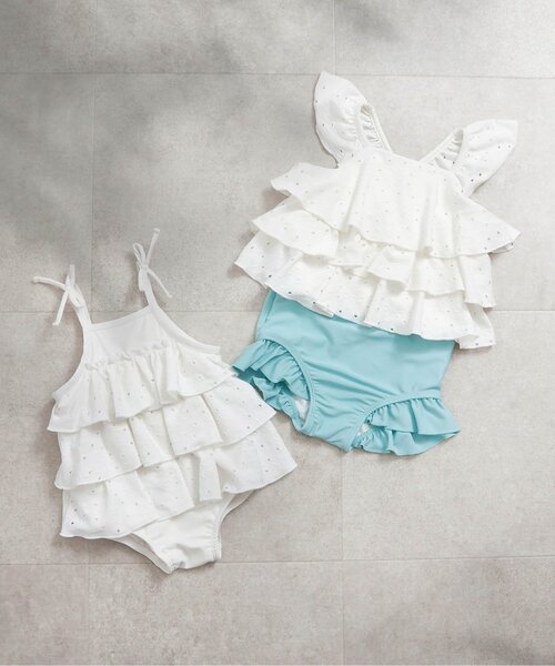 apres les cours（アプレレクール）の「【UVカット】ティアードレースセパレート水着_ジュニア対応（水着・キッズ・ブラウン/アイボリー・80/90/100/110/120/130/140）」の6枚目の写真