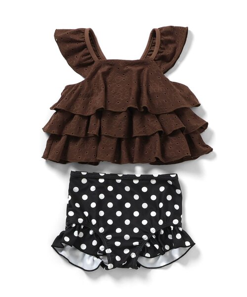 apres les cours（アプレレクール）の「【UVカット】ティアードレースセパレート水着_ジュニア対応（水着・キッズ・ブラウン/アイボリー・80/90/100/110/120/130/140）」の7枚目の写真