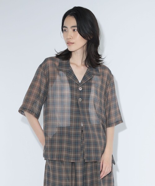 BEAMS BOY（ビームスボーイ）の「maturely / ボイル チェック 5スリーブ シャツ（シャツ/ブラウス・レディース・ピンク/ブラウン・0/1）」の7枚目の写真