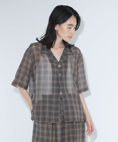 BEAMS BOY（ビームスボーイ）の「maturely / ボイル チェック 5スリーブ シャツ（シャツ/ブラウス・レディース・ピンク/ブラウン・0/1）」の6枚目の写真