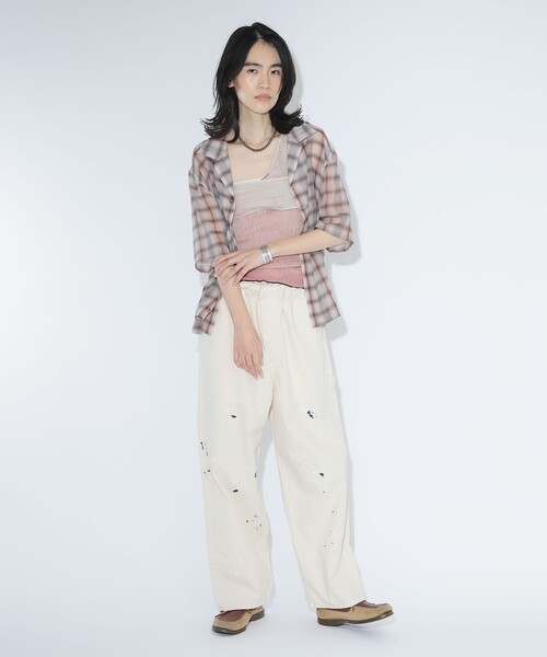 BEAMS BOY（ビームスボーイ）の「maturely / ボイル チェック 5スリーブ シャツ（シャツ/ブラウス・レディース・ピンク/ブラウン・0/1）」の4枚目の写真