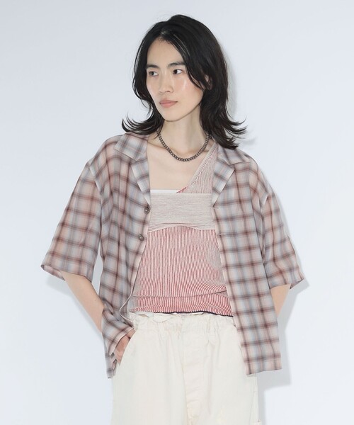 BEAMS BOY（ビームスボーイ）の「maturely / ボイル チェック 5スリーブ シャツ（シャツ/ブラウス・レディース・ピンク/ブラウン・0/1）」の12枚目の写真