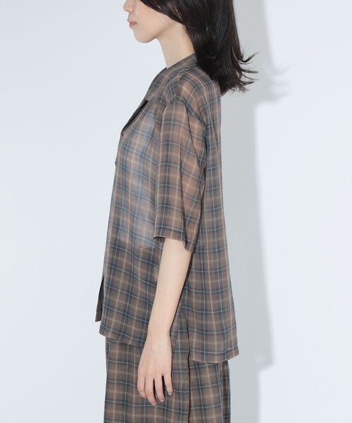 BEAMS BOY（ビームスボーイ）の「maturely / ボイル チェック 5スリーブ シャツ（シャツ/ブラウス・レディース・ピンク/ブラウン・0/1）」の14枚目の写真