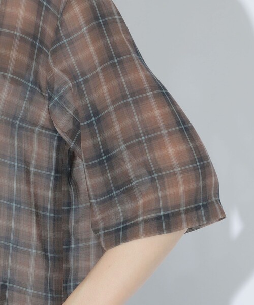 BEAMS BOY（ビームスボーイ）の「maturely / ボイル チェック 5スリーブ シャツ（シャツ/ブラウス・レディース・ピンク/ブラウン・0/1）」の17枚目の写真