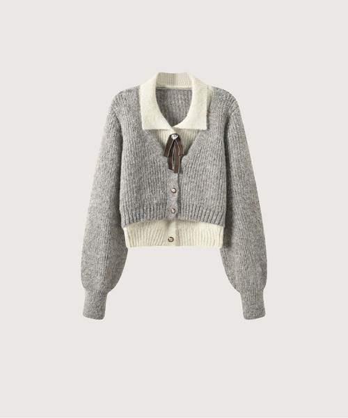 LA POMME petit(ラポミ・プチ)の「Preppy Fake Two Cardigan Set Up(セットアップ・レディース・ブラウン・SMALL/MEDIUM/LARGE)」の7枚目の写真