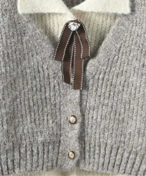 LA POMME petit(ラポミ・プチ)の「Preppy Fake Two Cardigan Set Up(セットアップ・レディース・ブラウン・SMALL/MEDIUM/LARGE)」の4枚目の写真