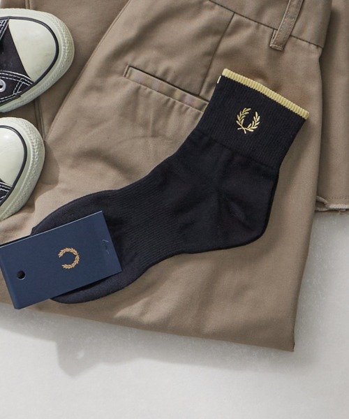 FRED PERRY（フレッドペリー）の「【WEB限定】[FRED PERRY/フレッドペリー] ワンポイントロゴ シングルティップド ショートソックス（ソックス/靴下・レディース・ネイビー/ホワイト/ブラック・4-6/6-8）」の2枚目の写真