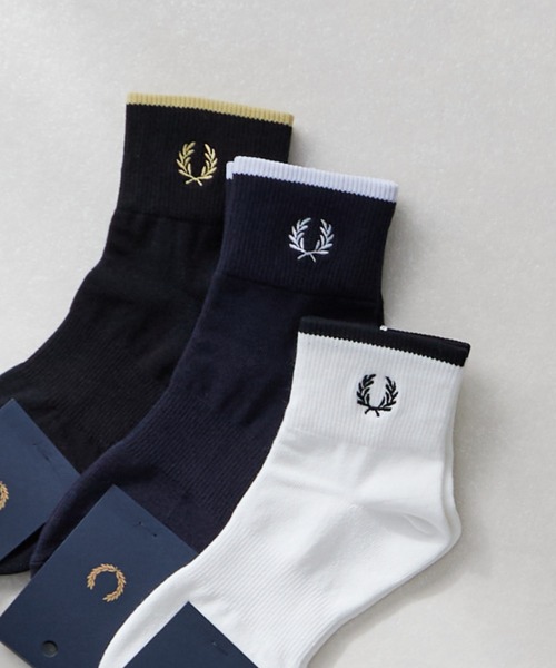 FRED PERRY（フレッドペリー）の「【WEB限定】[FRED PERRY/フレッドペリー] ワンポイントロゴ シングルティップド ショートソックス（ソックス/靴下・レディース・ネイビー/ホワイト/ブラック・4-6/6-8）」の4枚目の写真