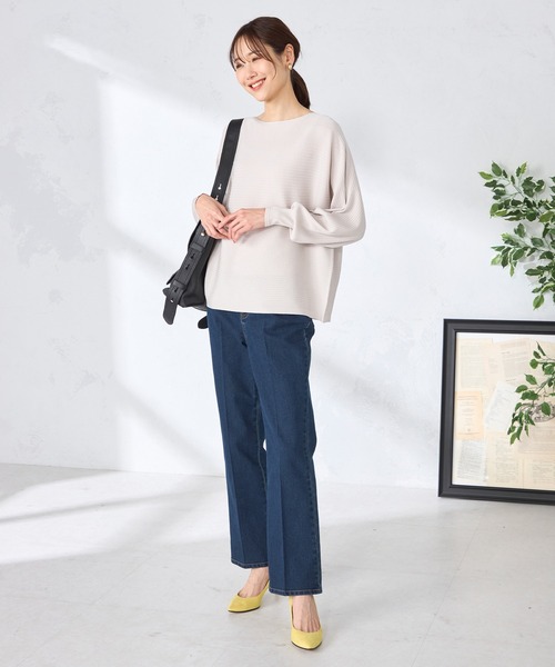 GALLORIA（ギャローリア）の「横リブドルマンニット（ニット/セーター・レディース・イエロー/クリアグリーン/ライトベージュ・L/LL/M/S）」の4枚目の写真