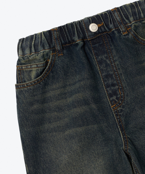 MUSINSA STANDARD KIDS（ムシンサスタンダードキッズ）の「ビッグブラシバルーンバンディングデニムパンツ[イエローダークブルー]（デニムパンツ・レディース・その他・100/140/150/160/130/110/120）」の5枚目の写真