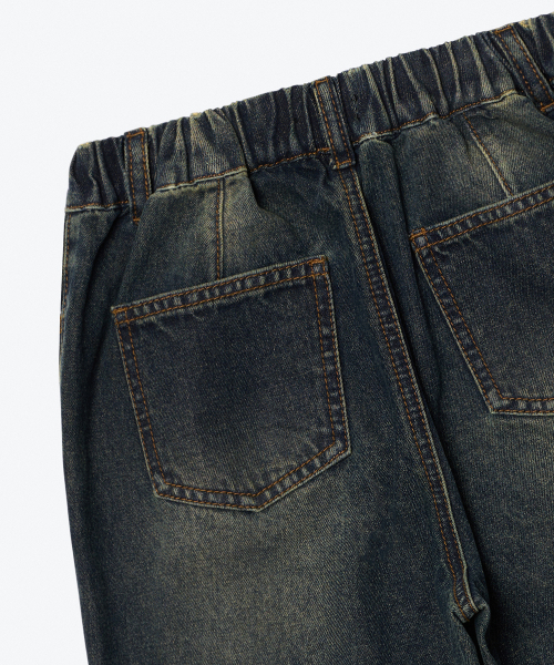MUSINSA STANDARD KIDS（ムシンサスタンダードキッズ）の「ビッグブラシバルーンバンディングデニムパンツ[イエローダークブルー]（デニムパンツ・レディース・その他・100/140/150/160/130/110/120）」の7枚目の写真