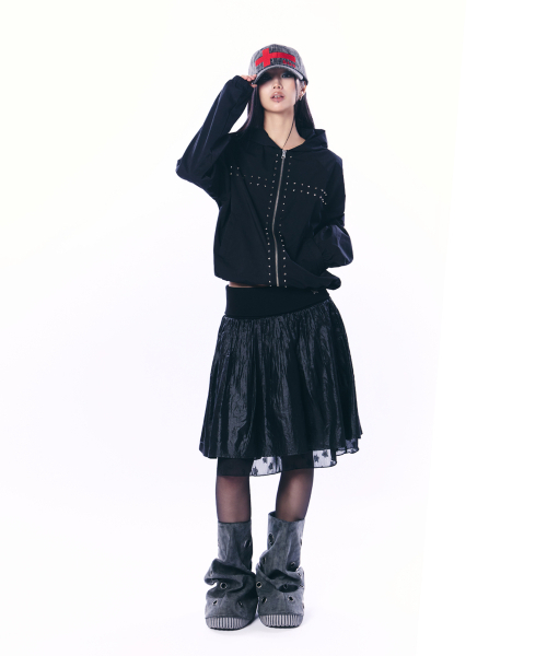 SETUP-EXE(セットアップイーエックスイー)の「STUDDED HOOD WINDBREAK / BLACK(ナイロンジャケット・レディース・その他・OS)」の8枚目の写真