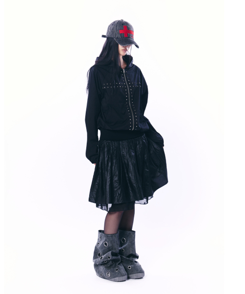 SETUP-EXE(セットアップイーエックスイー)の「STUDDED HOOD WINDBREAK / BLACK(ナイロンジャケット・レディース・その他・OS)」の4枚目の写真