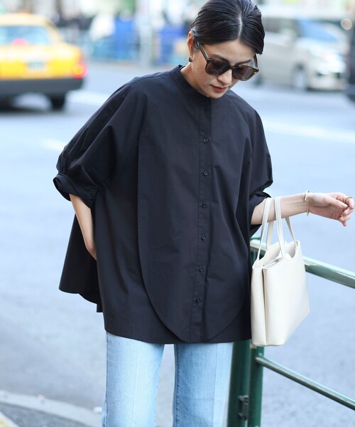 MAQWEL(マクウェル)の「【MAQWEL/マクウェル】ウォッシャブルバンドカラーラグランシャツ(シャツ/ブラウス・レディース・ブラック/サックスブルー/オフホワイト・FREE)」の8枚目の写真