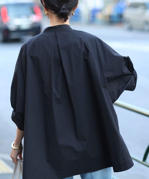 MAQWEL(マクウェル)の「【MAQWEL/マクウェル】ウォッシャブルバンドカラーラグランシャツ(シャツ/ブラウス・レディース・ブラック/サックスブルー/オフホワイト・FREE)」の9枚目の写真