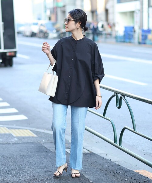 MAQWEL(マクウェル)の「【MAQWEL/マクウェル】ウォッシャブルバンドカラーラグランシャツ(シャツ/ブラウス・レディース・ブラック/サックスブルー/オフホワイト・FREE)」の11枚目の写真