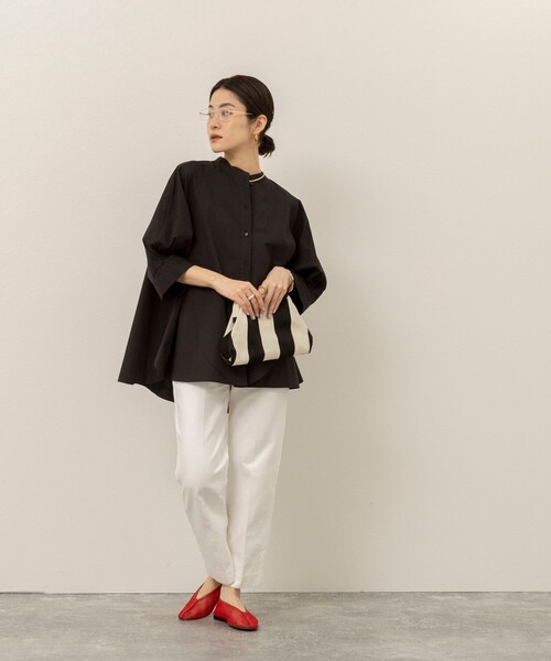 MAQWEL(マクウェル)の「【MAQWEL/マクウェル】ウォッシャブルバンドカラーラグランシャツ(シャツ/ブラウス・レディース・ブラック/サックスブルー/オフホワイト・FREE)」の13枚目の写真