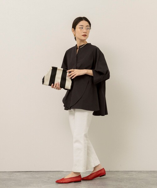 MAQWEL(マクウェル)の「【MAQWEL/マクウェル】ウォッシャブルバンドカラーラグランシャツ(シャツ/ブラウス・レディース・ブラック/サックスブルー/オフホワイト・FREE)」の14枚目の写真