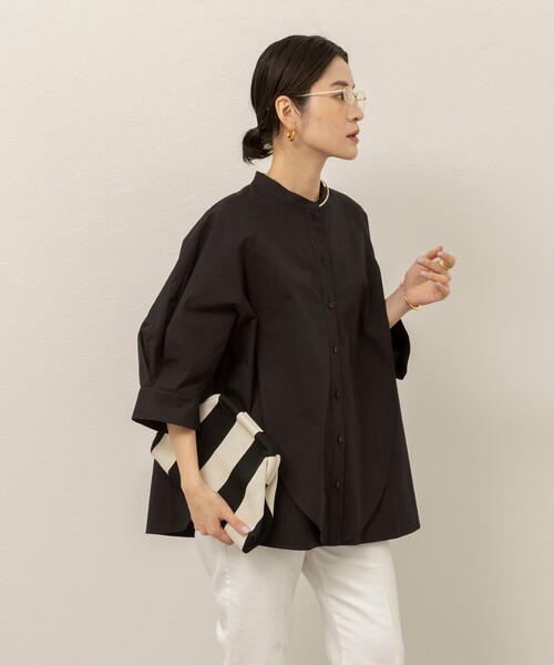 MAQWEL(マクウェル)の「【MAQWEL/マクウェル】ウォッシャブルバンドカラーラグランシャツ(シャツ/ブラウス・レディース・ブラック/サックスブルー/オフホワイト・FREE)」の19枚目の写真