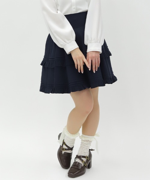axes femme POETIQUE（アクシーズファムポエティック）の「ハイウエストフリルスカパン（その他パンツ・レディース・グレイッシュベージュ/グレー/ネイビー・MEDIUM）」の3枚目の写真