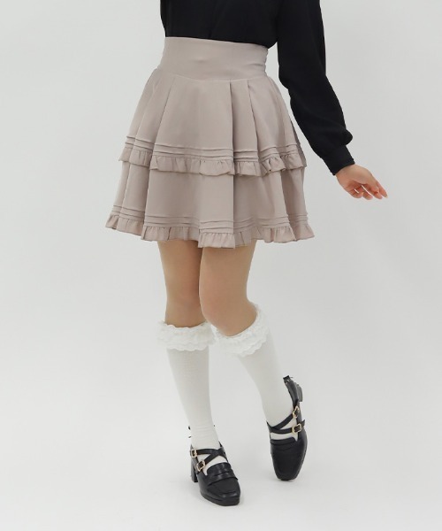 axes femme POETIQUE（アクシーズファムポエティック）の「ハイウエストフリルスカパン（その他パンツ・レディース・グレイッシュベージュ/グレー/ネイビー・MEDIUM）」の2枚目の写真