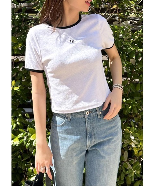 LUDICRUM(ルーディクルム)の「LD Embroidery pile Tshirt(Tシャツ/カットソー・レディース・ホワイト×ブラック/ブラック×ホワイト/ブルー系・FREE)」の1枚目の写真