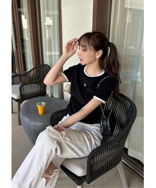 LUDICRUM(ルーディクルム)の「LD Embroidery pile Tshirt(Tシャツ/カットソー・レディース・ホワイト×ブラック/ブラック×ホワイト/ブルー系・FREE)」の10枚目の写真