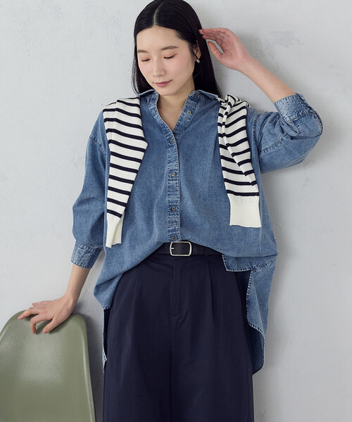 COMME CA ISM(コムサイズム)の「ビッグダンガリーシャツ(シャツ/ブラウス・レディース・グレー系その他/ブルー系その他・FREE)」の22枚目の写真