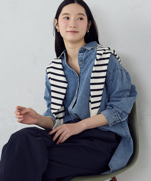 COMME CA ISM(コムサイズム)の「ビッグダンガリーシャツ(シャツ/ブラウス・レディース・グレー系その他/ブルー系その他・FREE)」の21枚目の写真