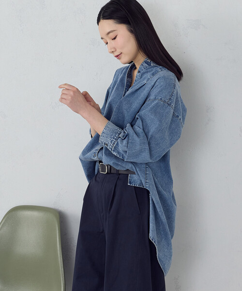 COMME CA ISM(コムサイズム)の「ビッグダンガリーシャツ(シャツ/ブラウス・レディース・グレー系その他/ブルー系その他・FREE)」の19枚目の写真