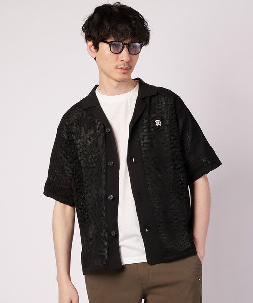 Arnold Palmer(アーノルドパーマー)の「メッシュニット シャツカーディガン + Tシャツ セット(Tシャツ/カットソー・メンズ・アイボリー/ブラック/ダークグリーン・LL/L/M)」の1枚目の写真