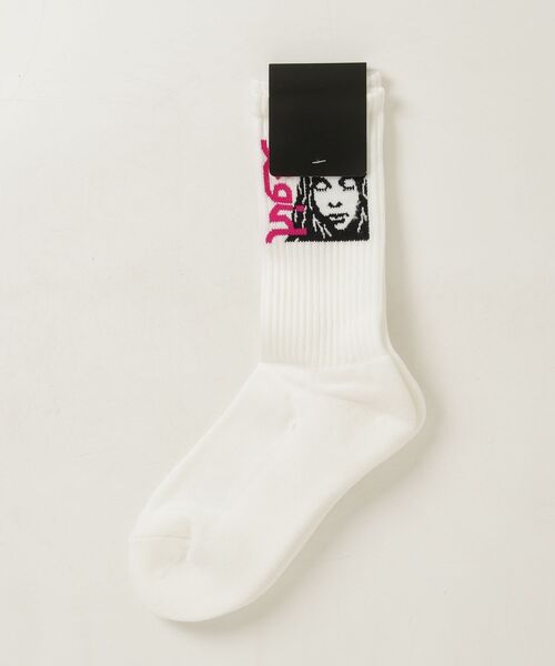 X-girl(エックスガール)の「SIDE LOGO FACE RIBBED SOCKS(ソックス/靴下・レディース・ホワイト/ブラック・ONE SIZE)」の9枚目の写真
